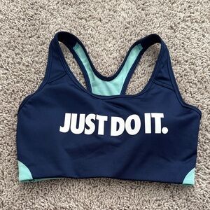 Nike Dark Blue Sports Bra with Light Blue Accents